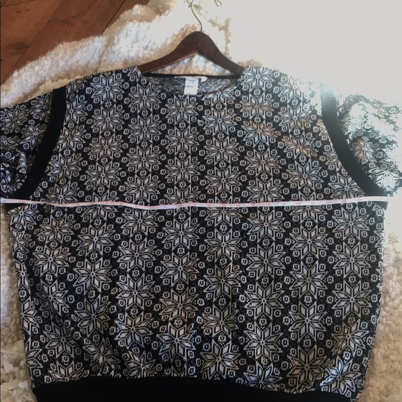 Sharon Anthony vintage B&W snowflake sweater top - Picture 8 of 13